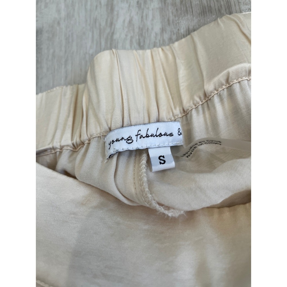 YFB Young Fabulous & Broke Reed Satin Wide Leg Pant Trousers Sea Salt Sz Small - Picture 9 of 14